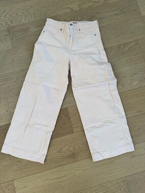 Banana Republic Pale Pink High-Rise Wide Crop Jeans